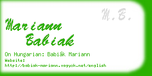 mariann babiak business card