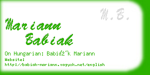 mariann babiak business card